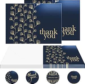 Spark Ink 100 Thank You Cards Bulk Thank You Notes Navy Blue Gold
