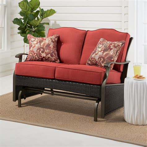 Better Homes And Gardens Providence Steel Outdoor Glider Loveseat Red