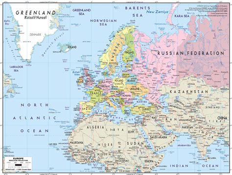 Wall Map Of Europe Large Laminated Political Map
