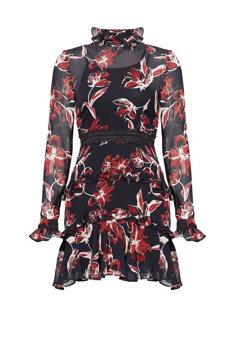 Red Floral Ruffle Dress By Nicholas For 100 Rent The Runway