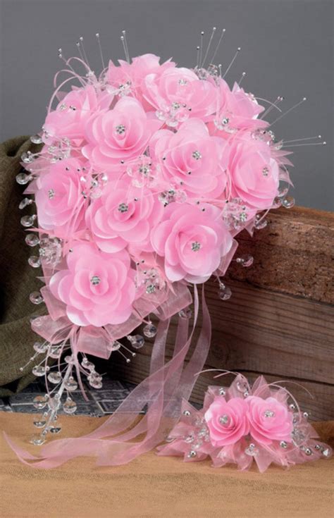 Quinceanera Rose Flower Bouquet Embellished With Crystals And Etsy In