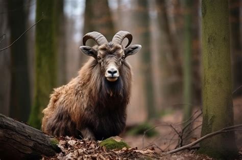 Premium Photo Big European Moufflon In The Forest Wild Animal In The