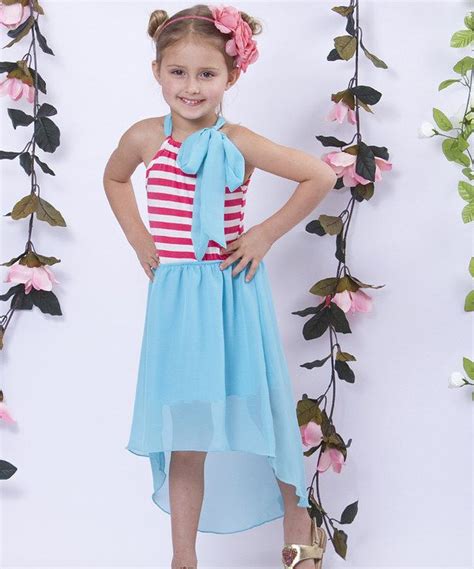 Mia Belle Baby Blue And Red Hi Low Dress Toddler And Girls Toddler