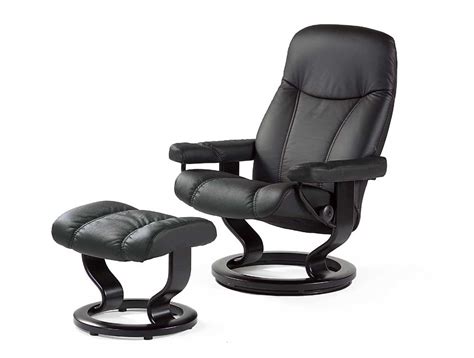 Stressless Consul 1005015 Medium Reclining Chair And Ottoman With Classic