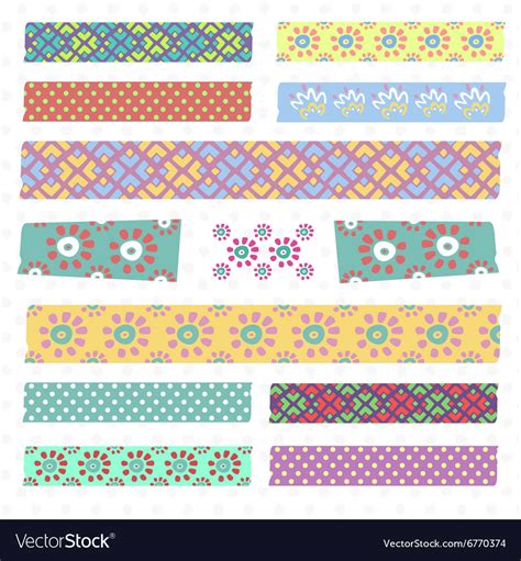 Collection Cute Patterned Washi Tape Strips Vector Image