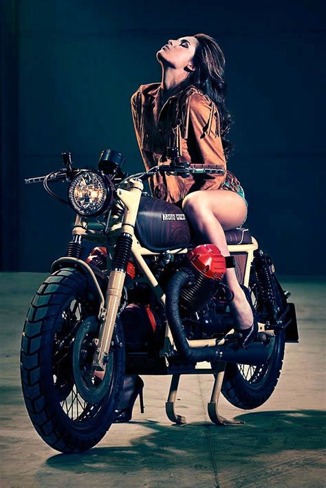 Michela And The Guzzi Cafe Racer Girl Motorbike Girl Motorcycle Girl