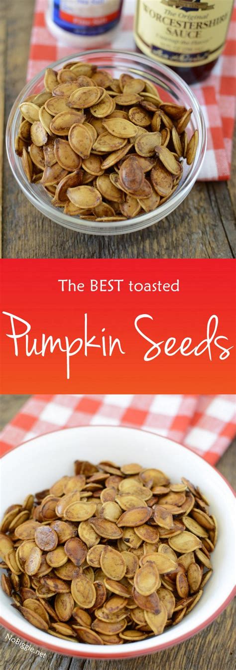 The Best Toasted Pumpkin Seeds In A White Bowl On A Red And White