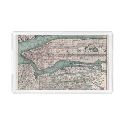 Vintage Map Of New York 1897 Acrylic Tray