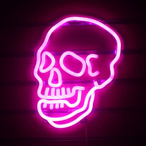 Led Lighted Faux Neon Blinking Skull Hyde And Eek New Halloween White