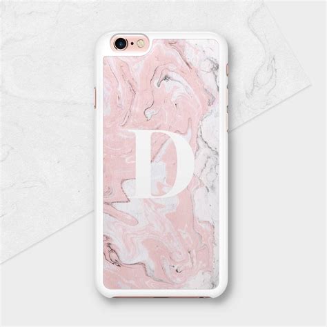 Pink Marble Personalised Initial Phone Case By Paperhappy