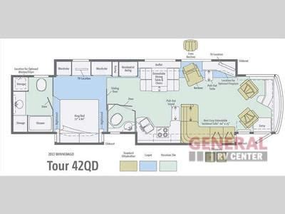 The sightseer economy motorhome was a basic, stripped down and shorter model directed at the economy market typified by winnebago. Floorplan - 2014 Winnebago Tour 42QD | Winnebago ...
