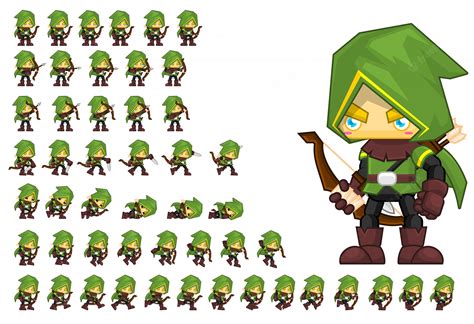 Premium Vector Green Archer Game Character