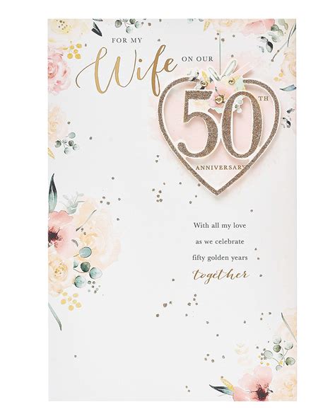 Uk Greetings Wife 50th Wedding Anniversary Card Golden Wedding