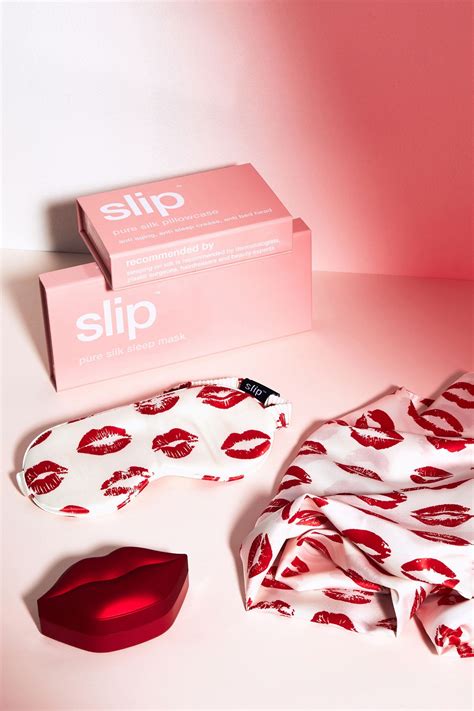 Slide View 2 Slip Red Kisses Pure Silk Sleep Mask Lip Mask Silk