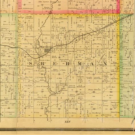 Sherman Iowa 1884 Old Town Map Custom Print Sioux Co Old Maps