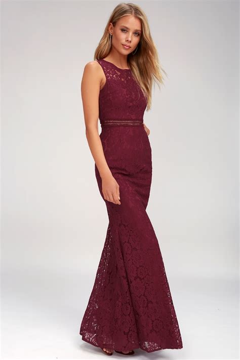 Lovely Burgundy Dress Lace Dress Maxi Dress Lulus