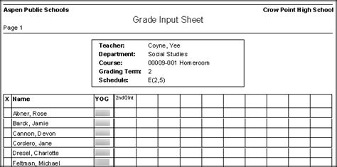 Run Grade Input Sheets