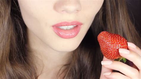Sexy Woman Eating Strawberry Slowmotion Sensual Stock Footage Video 100 Royalty Free 27473683
