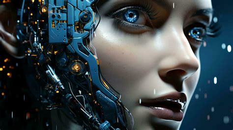 Connection Of Human Woman And Artificial Intelligence Robot The