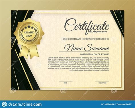Premium Golden Black Certificate Template Design Stock Illustration