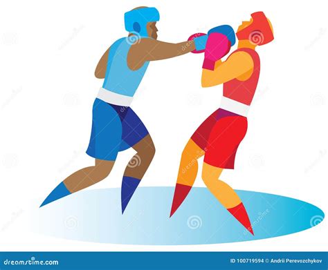 Boxing Boxer Sends His Opponent In Knockdown Stock Vector
