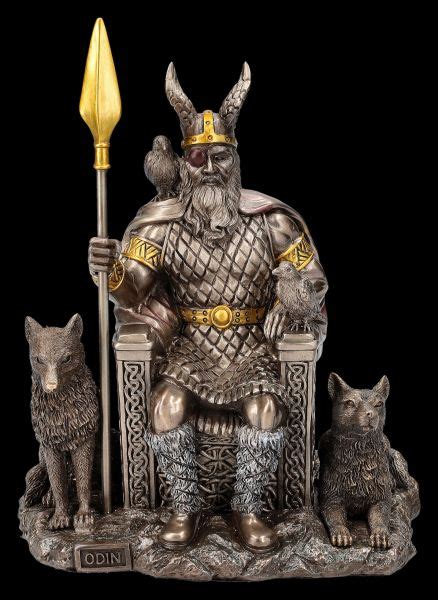 Odin Figur Mit Wölfen Und Rabe Auf Thron Figuren Shopde