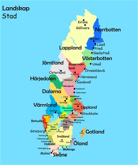 Karta över Sveriges Landskap Och Deras Största Städer Allt Om Ditt Resmål