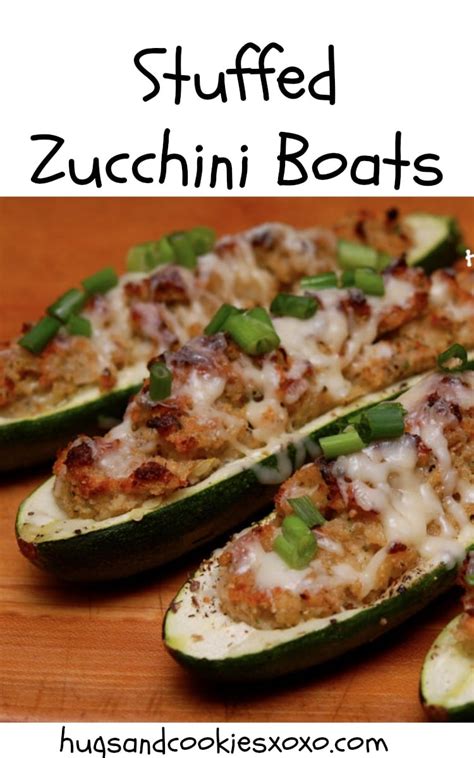 An easy and fun dinner of zucchini with a meat stuffing. ZUCCHINI BOATS STUFFED WITH BACON, BREADCRUMBS & CHEESE ...