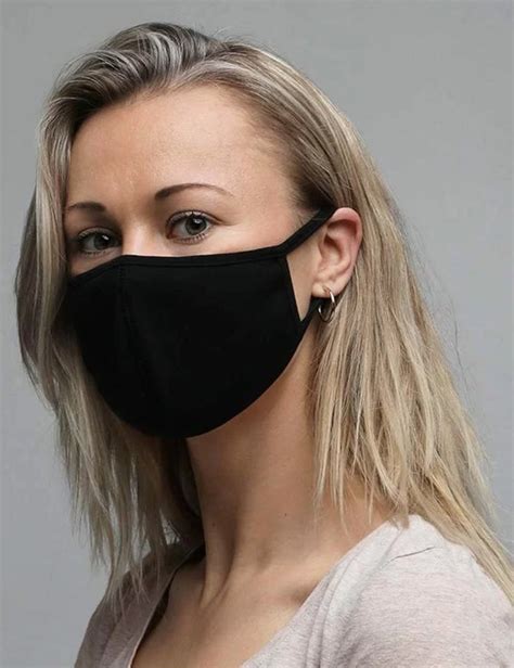 Classic Black Womens Standard Face Mask 3 Pack Black Face Mask