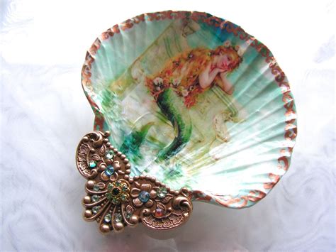 The Little Mermaid Shell Jewelry Dish Mermaid Trinket Dish Ring Dish By