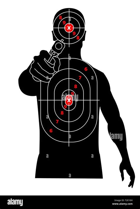 Target Shooting Silhouette Of A Man With Gun In His Hand Criminal