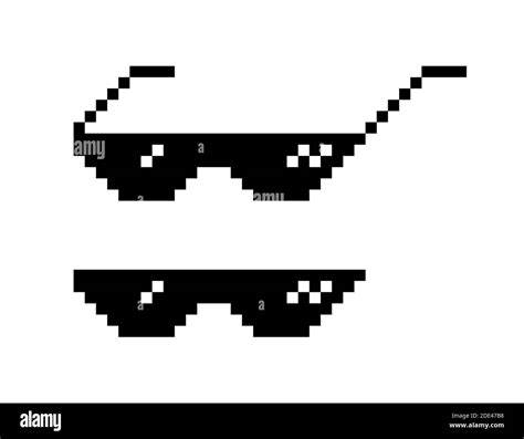 Set Of Pixel Glasses In Art Style 8 Bit Thug Life Internet Meme Vector Stock Illustration