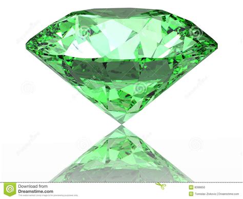 Illustration à Propos Diamant Vert Sur Le Fond Blanc Avec La Réflexion