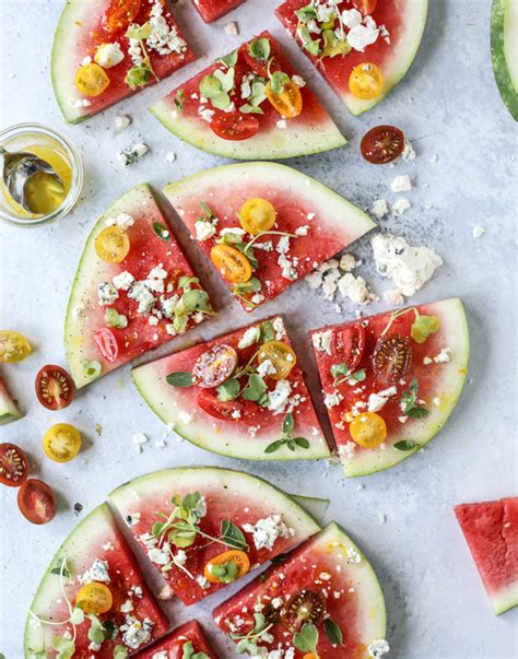 Watermelon Salad Wedges With Blue Cheese And Tomatoes