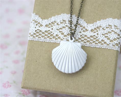 Sea Shell Locket Necklace Seashell Summer Beach Themed Wedding Last One