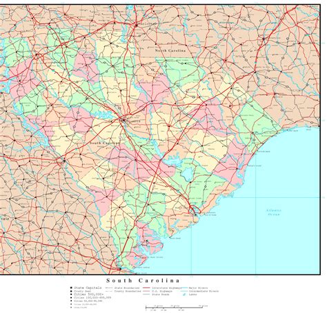 Detailed Political Map Of South Carolina Ezilon Maps