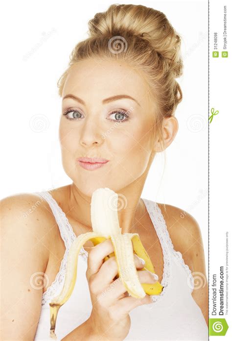 Leuk Meisje Die Banaan Eten Stock Foto Image Of Fruit Holding 31248098