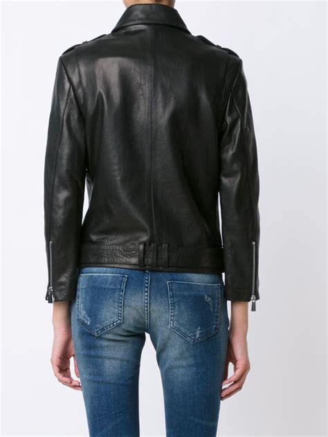 Anine Bing Leather Cropped Lambskin Moto Jacket In Black Lyst