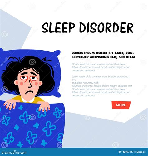 Psychology Sleep Disorder Woman Character With Insomnia In Bed