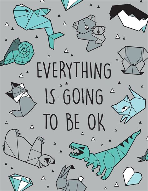 Everything Is Going To Be Ok Vector Origami Card Stock Vector