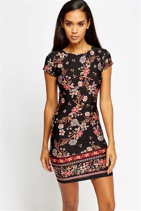 Floral Print Bodycon Dress Just