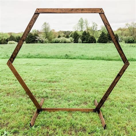 Wedding Arch Geometric Hexagon Wood Backdrop Large Etsy Hexagon