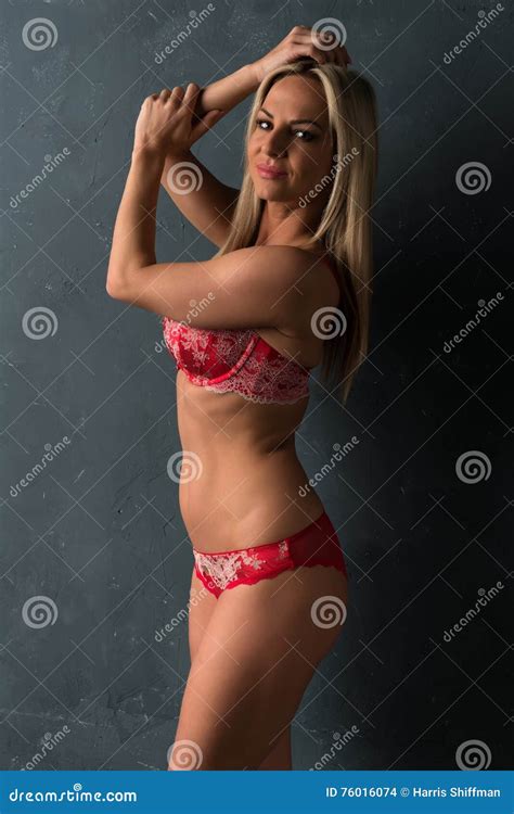 Czech Blonde In Red Stock Photo Image Of Adult Lingerie