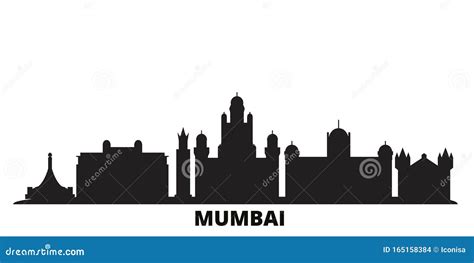 India Mumbai 2 City Skyline Isolated Vector Illustration India