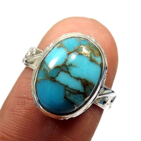 Blue Copper Turquoise 925 Sterling Silver Cheap Ring Wholesale