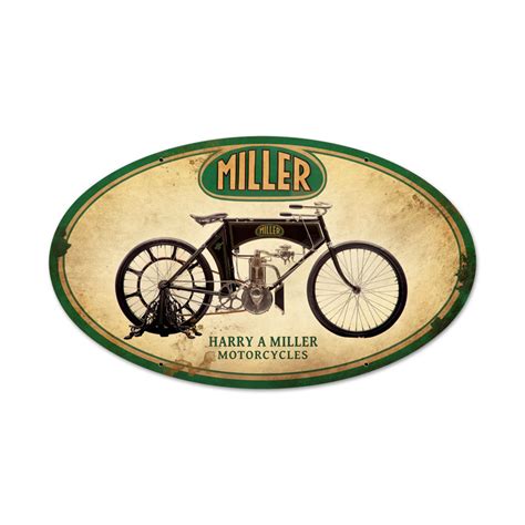 Miller Motorcycles Vintage Sign Garage Art