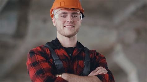 Construction Worker In Helmet Safety Glasses Stock Footage Sbv 338739403 Storyblocks