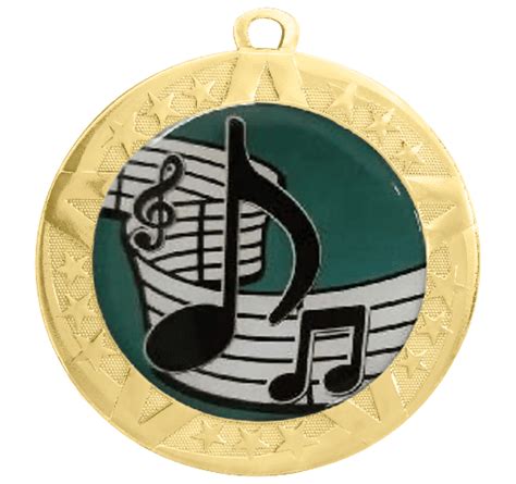 2 34 Inch Music Medals With A Gold Frame And 2 Inch Epoxy Dome Decal Insert