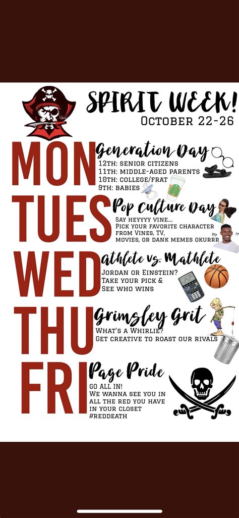 Spirit Week Inspo School Spirit Week School Spirit Days School