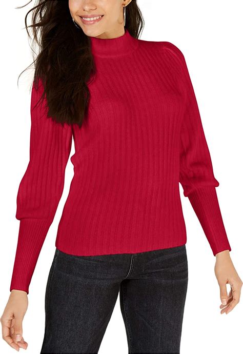 Leyden Ribbed Mock Neck Sweater Red Xl At Amazon Womens Clothing Store